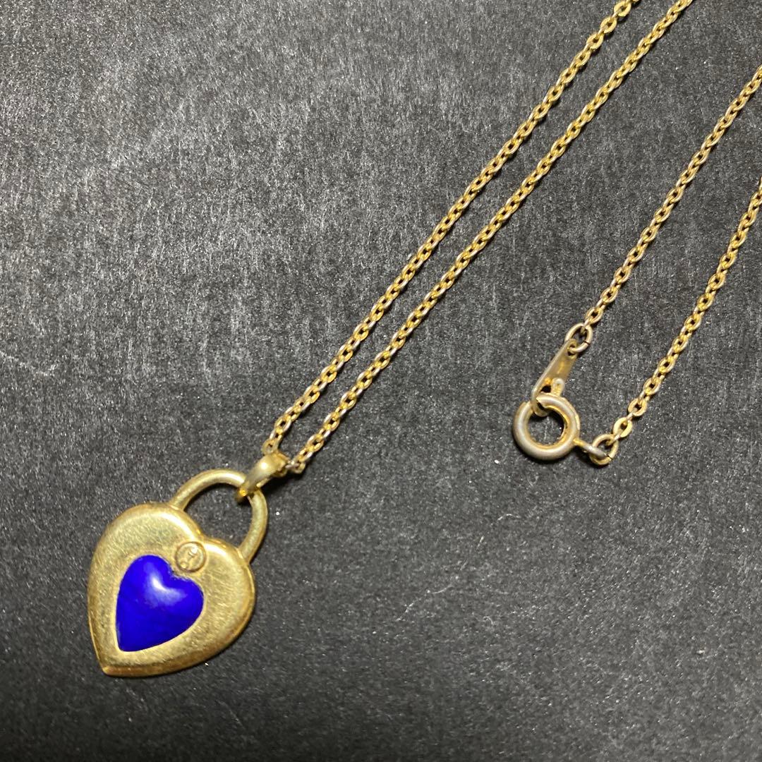 R80☆ラピスクラブ？？ハート形ネックレス