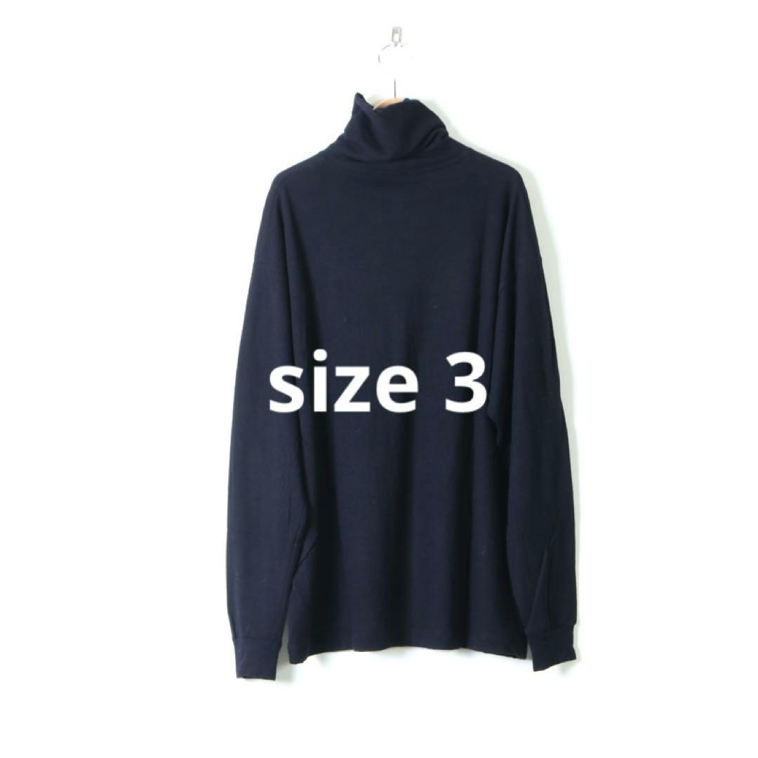 comoli ウール天竺タートルネック　ネイビー　size 3