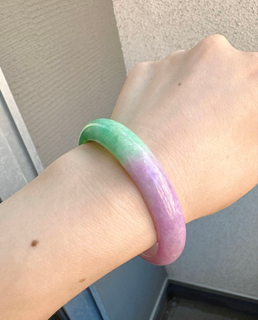 翡翠バングル 紫と緑のグラデーションAランクヒスイ翡翠