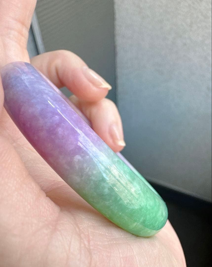 翡翠バングル 紫と緑のグラデーションAランクヒスイ翡翠