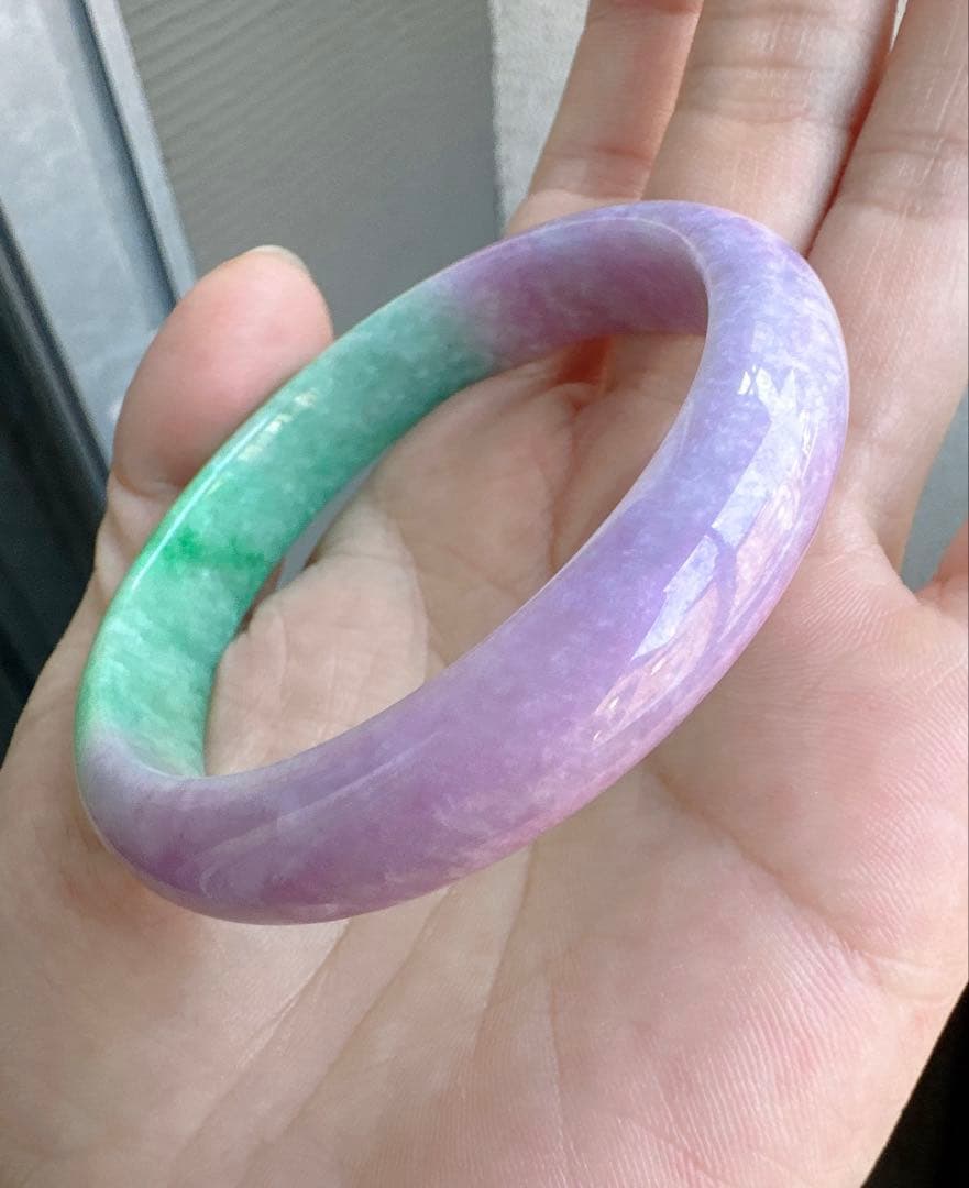 翡翠バングル 紫と緑のグラデーションAランクヒスイ翡翠