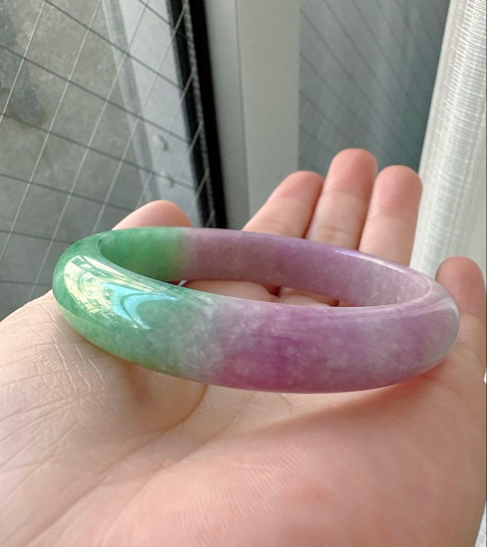 翡翠バングル 紫と緑のグラデーションAランクヒスイ翡翠