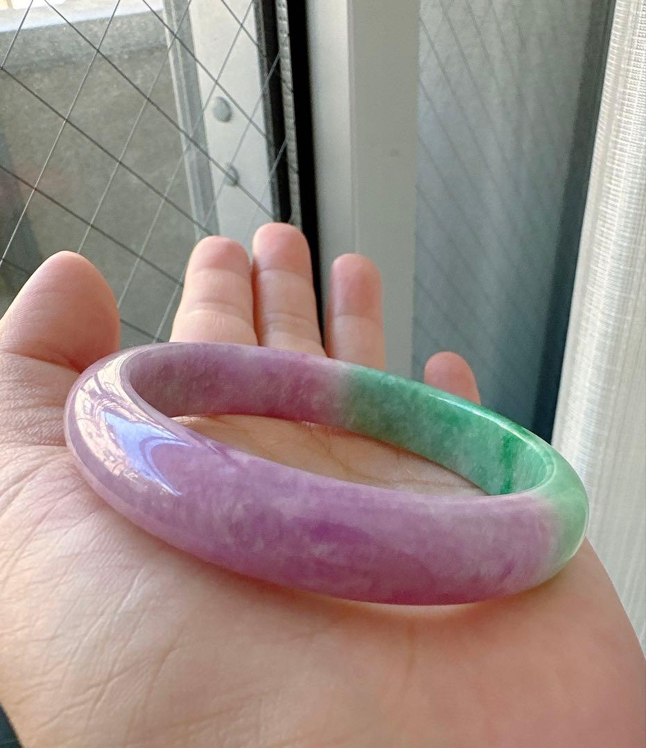 翡翠バングル 紫と緑のグラデーションAランクヒスイ翡翠