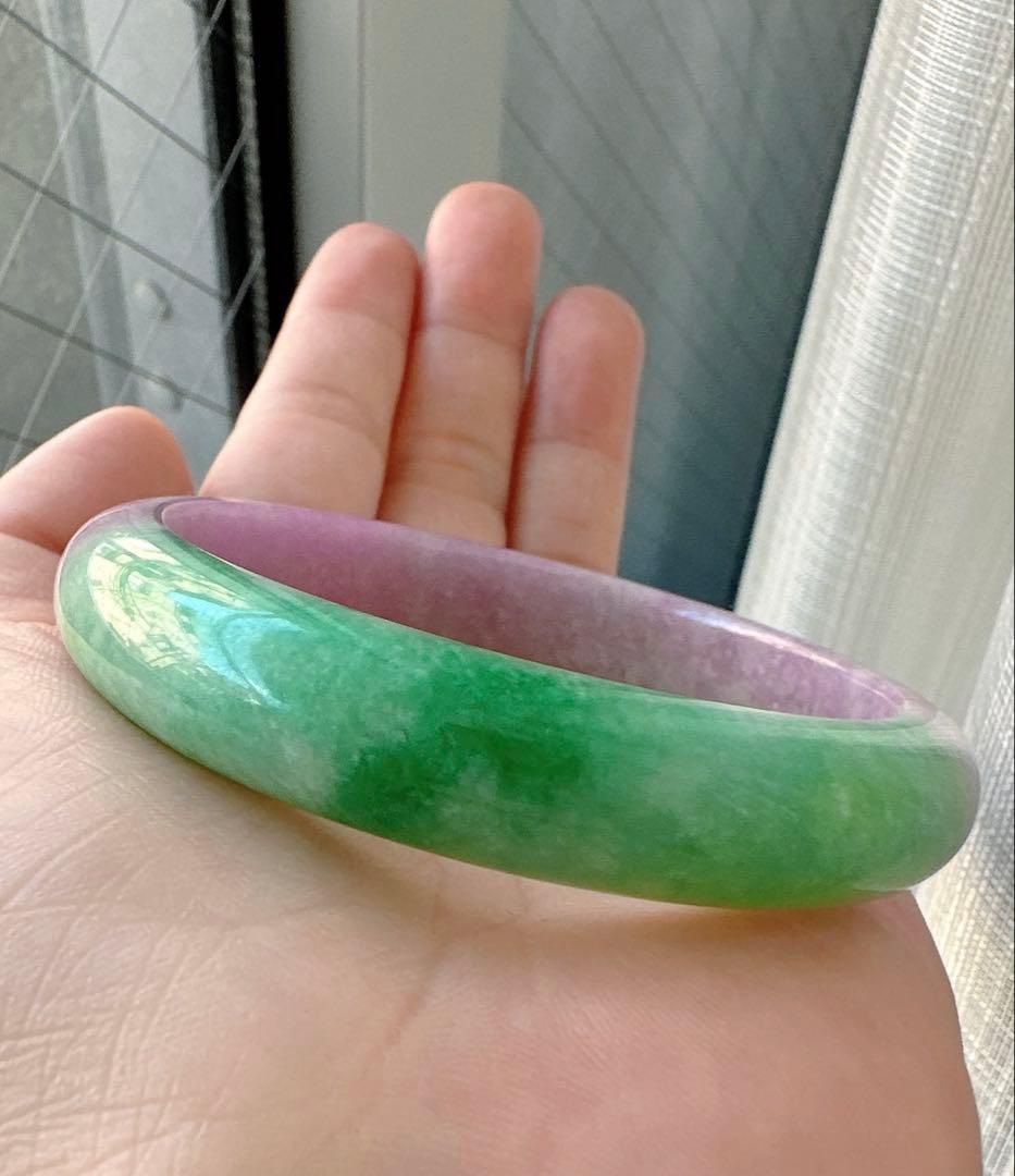 翡翠バングル 紫と緑のグラデーションAランクヒスイ翡翠