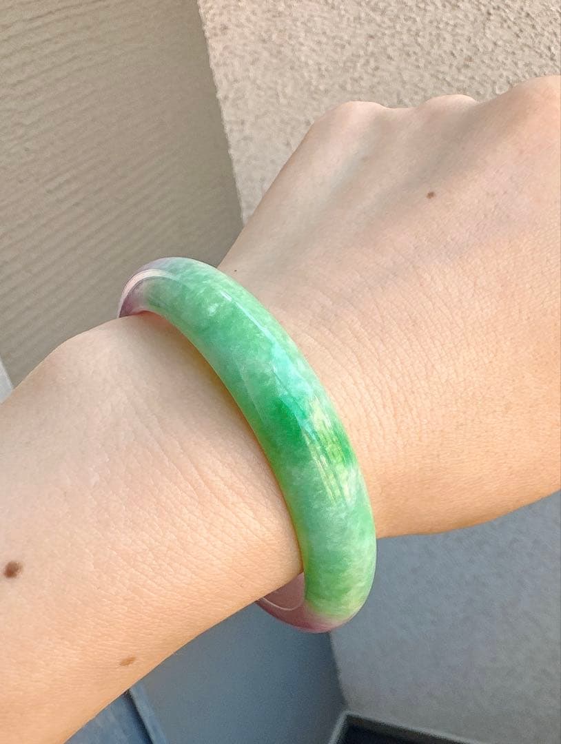 翡翠バングル 紫と緑のグラデーションAランクヒスイ翡翠