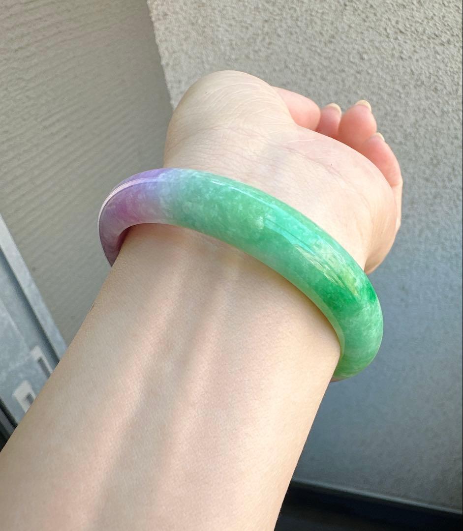 翡翠バングル 紫と緑のグラデーションAランクヒスイ翡翠