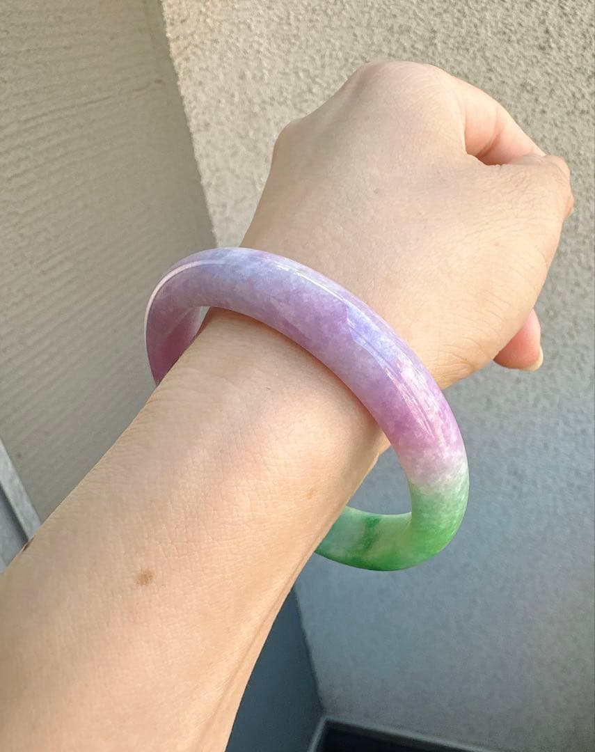 翡翠バングル 紫と緑のグラデーションAランクヒスイ翡翠