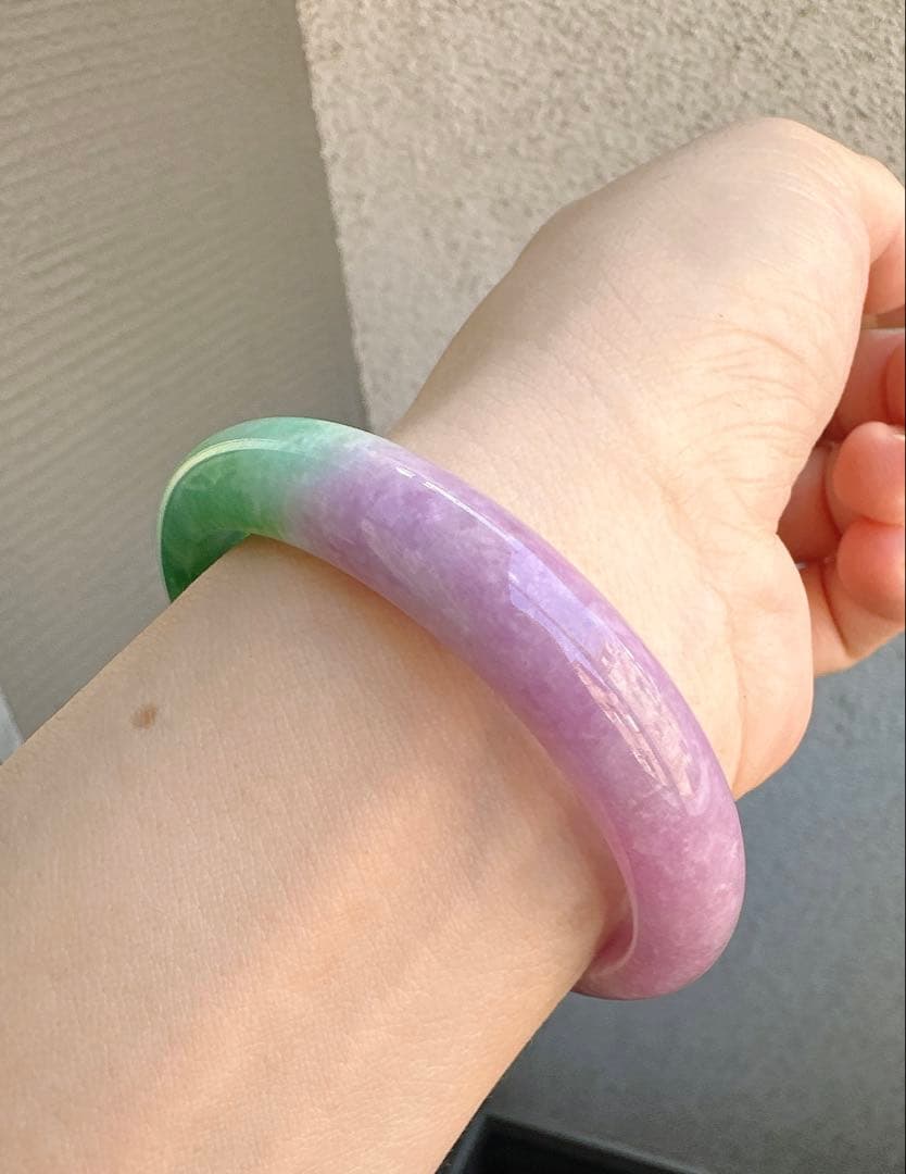 翡翠バングル 紫と緑のグラデーションAランクヒスイ翡翠