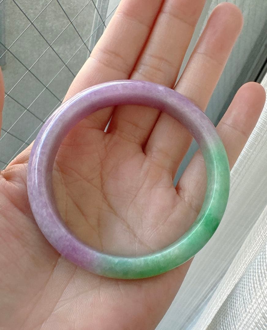 翡翠バングル 紫と緑のグラデーションAランクヒスイ翡翠