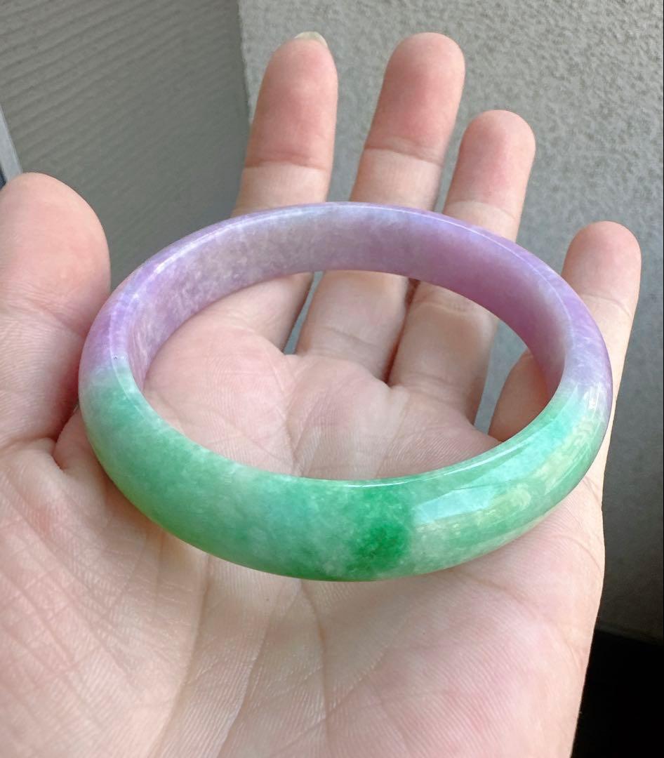 翡翠バングル 紫と緑のグラデーションAランクヒスイ翡翠