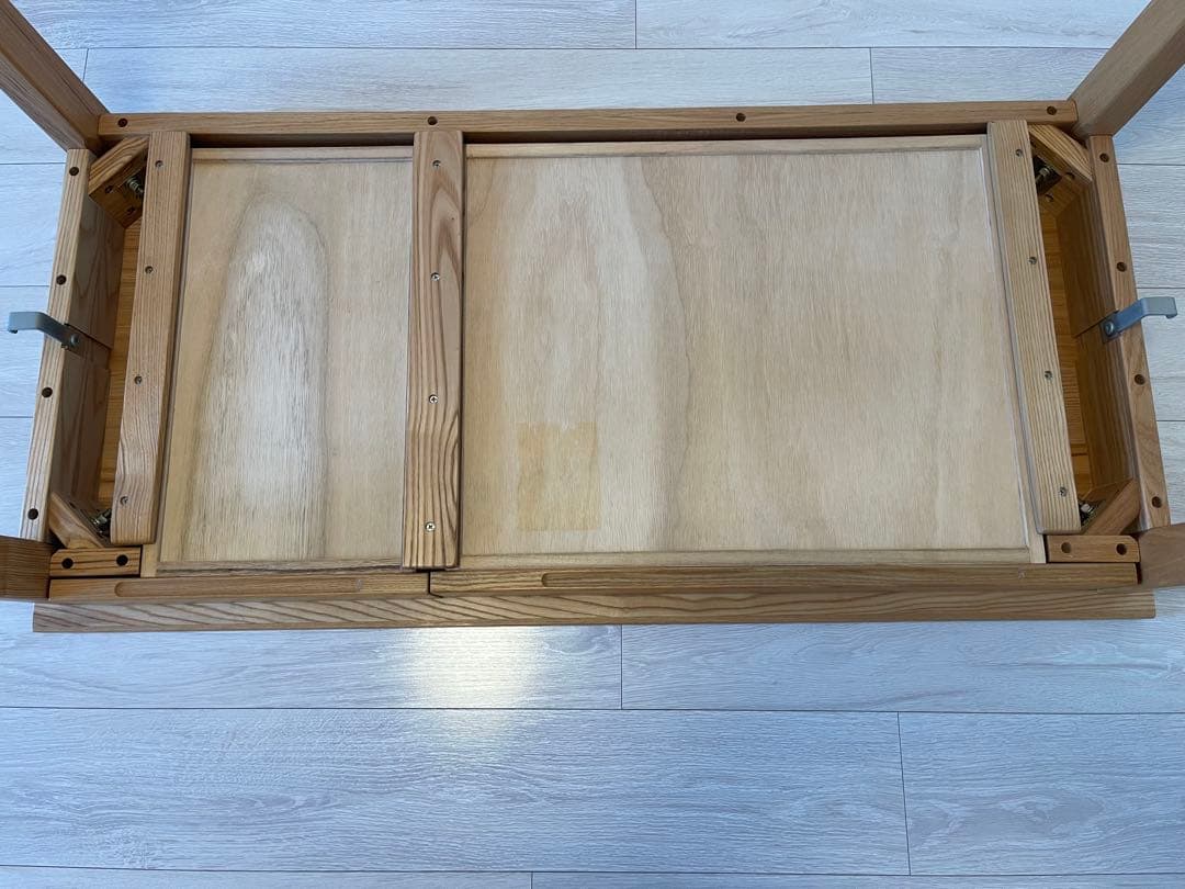 美品 無印良品 タモ材デスク 学習机 木製机 引き出し付 110×50cm