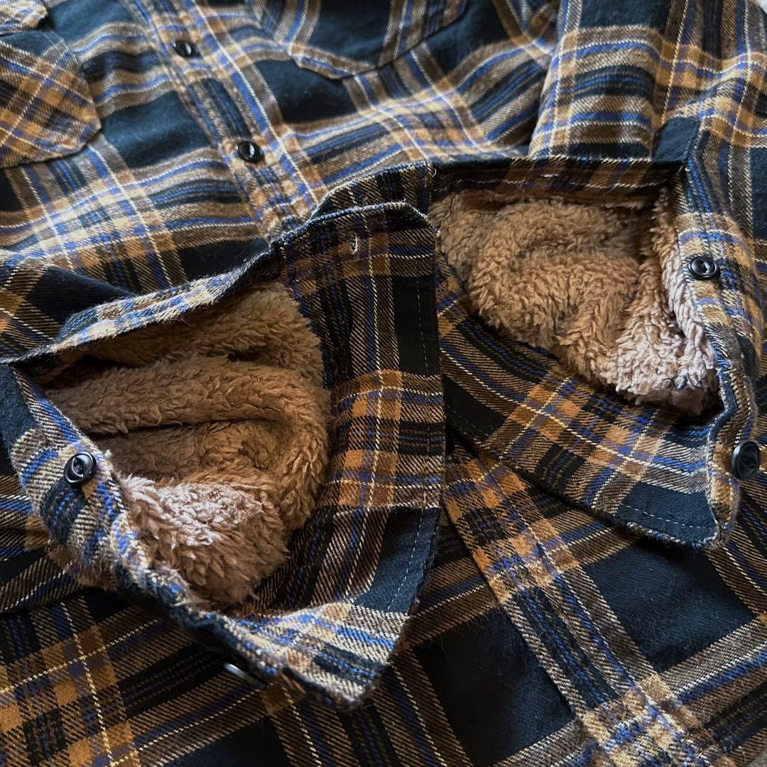 TMT：名作【コットン•フランネル×ボア•ライナー】チェック柄•シャツジャケット
