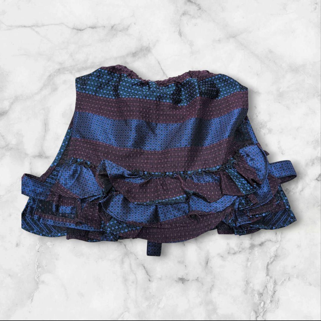 maturely マチュアリー ジャカード フリルトップス ベスト ジレ 紫