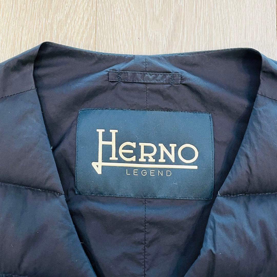 Herno ネイビー ダウンベスト 44