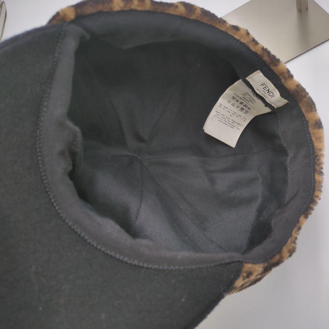 極美品　FENDI フェンディ　キャスケット　羊革　羊毛　Lサイズ