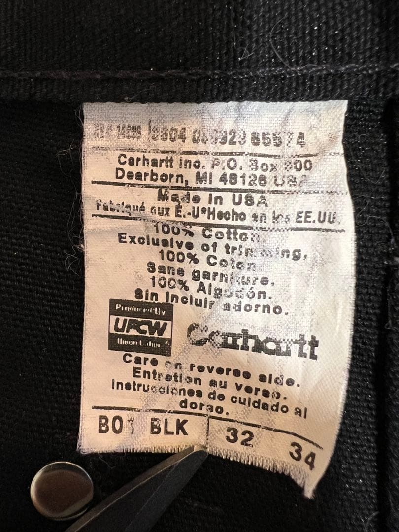 デッド 90s Carhartt カーハート ダブルニー 黒 ブラック USA製