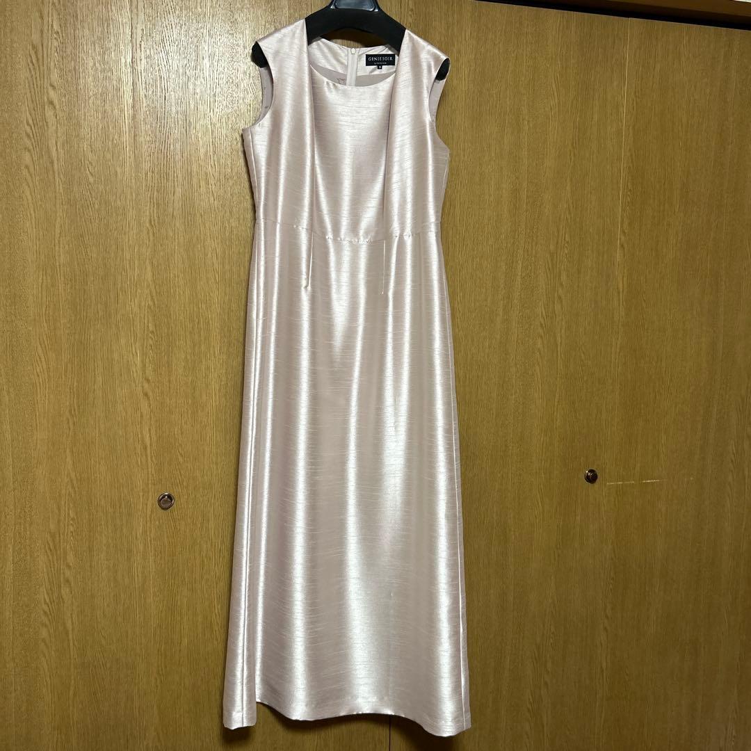 極美品　GENIE SOIR高級シャンタン生地ワンピース アンサブル15号