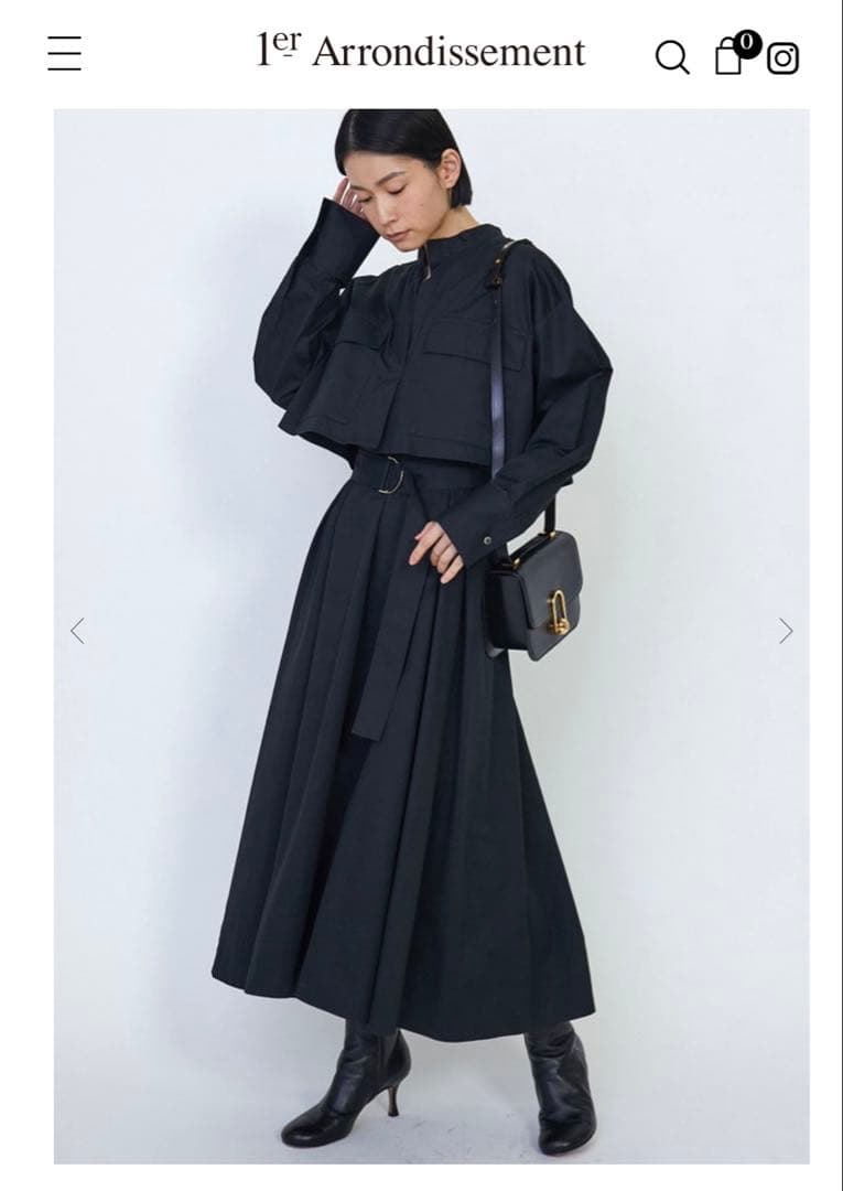 1er Arrondissement タイプライターシャツワンピース ブラック