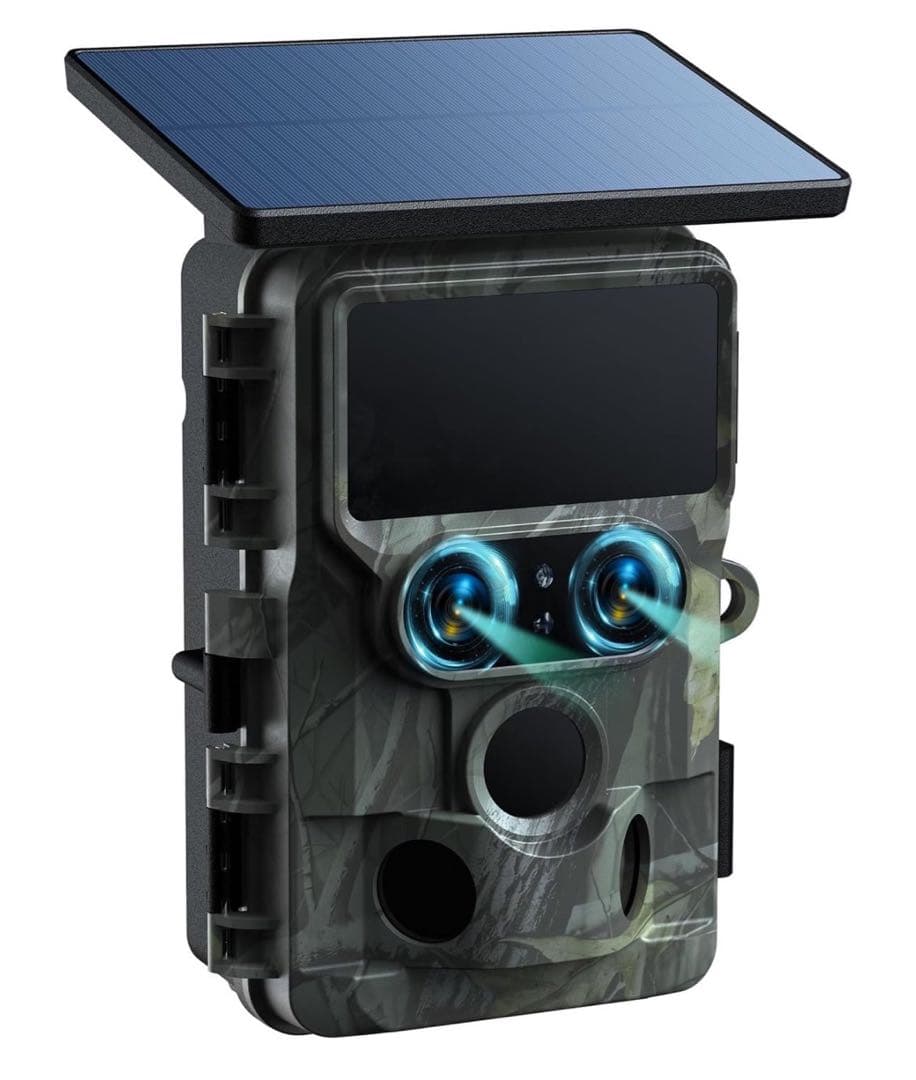 WiFiトレイルカメラ ソーラー デュアルレンズ スターライトナイト 防犯カメラ