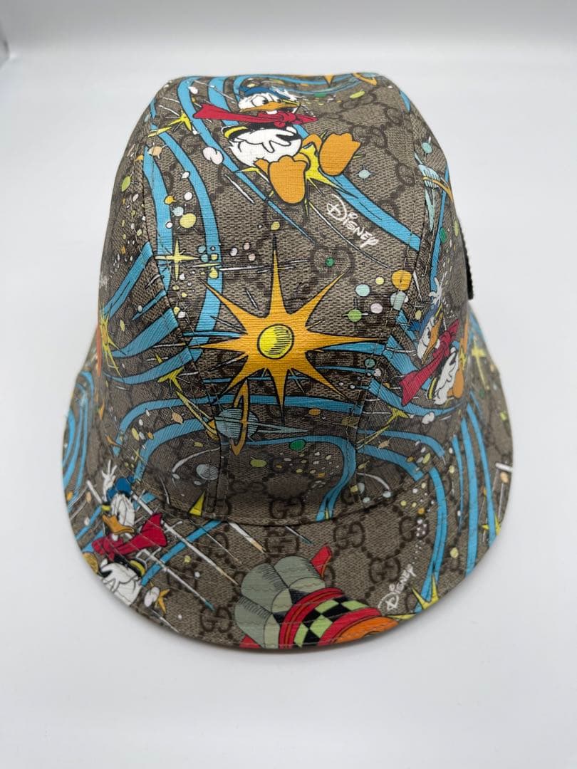 レア　グッチ　ディズニーコラボ　ドナルド　ハット　サイズM 保存袋付き　美品