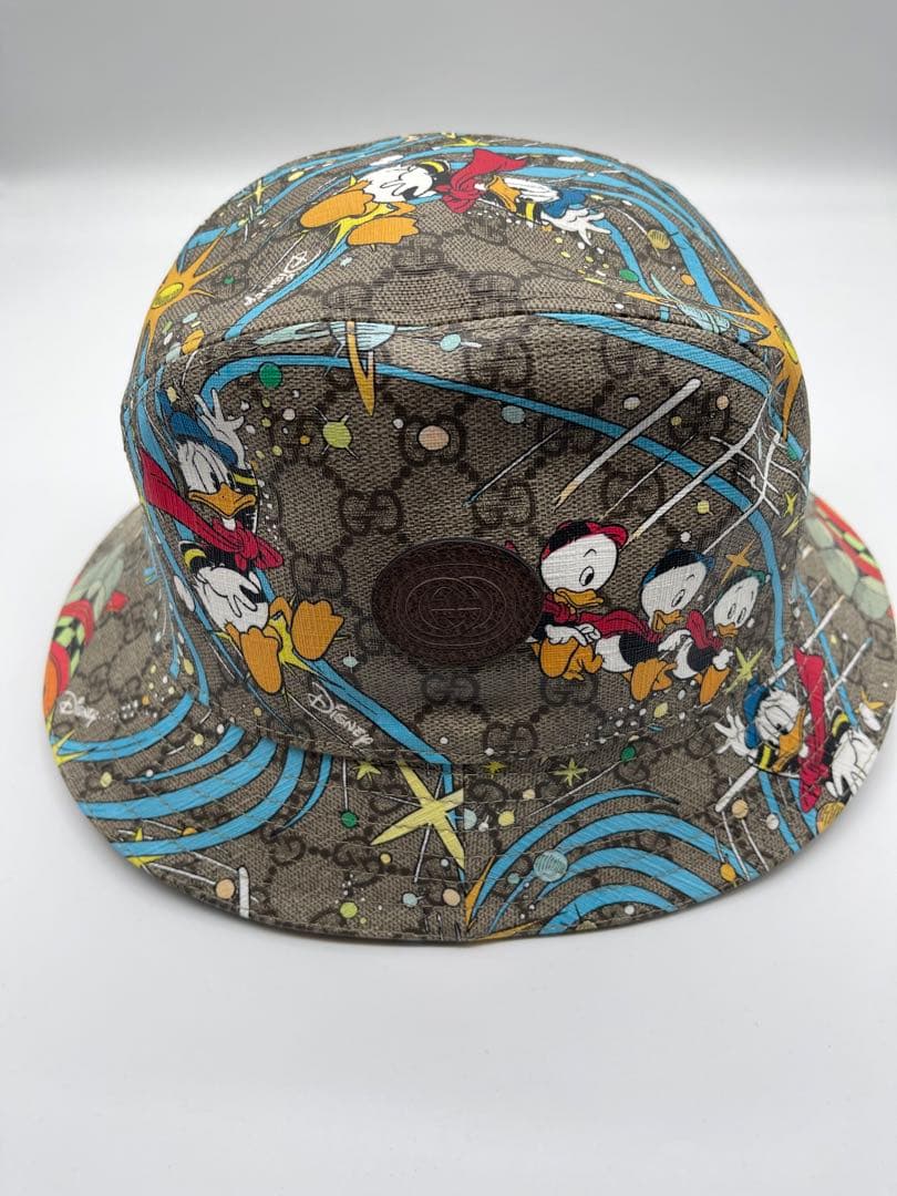 レア　グッチ　ディズニーコラボ　ドナルド　ハット　サイズM 保存袋付き　美品