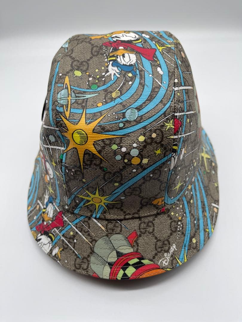 レア　グッチ　ディズニーコラボ　ドナルド　ハット　サイズM 保存袋付き　美品