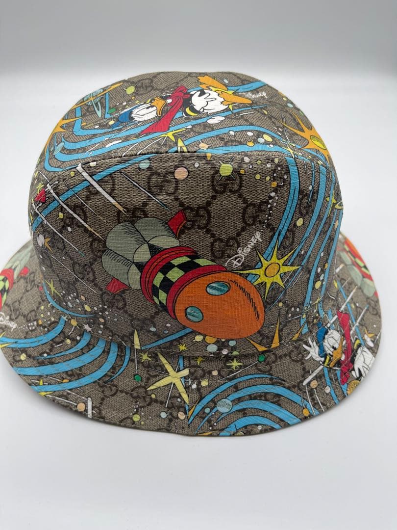 レア　グッチ　ディズニーコラボ　ドナルド　ハット　サイズM 保存袋付き　美品