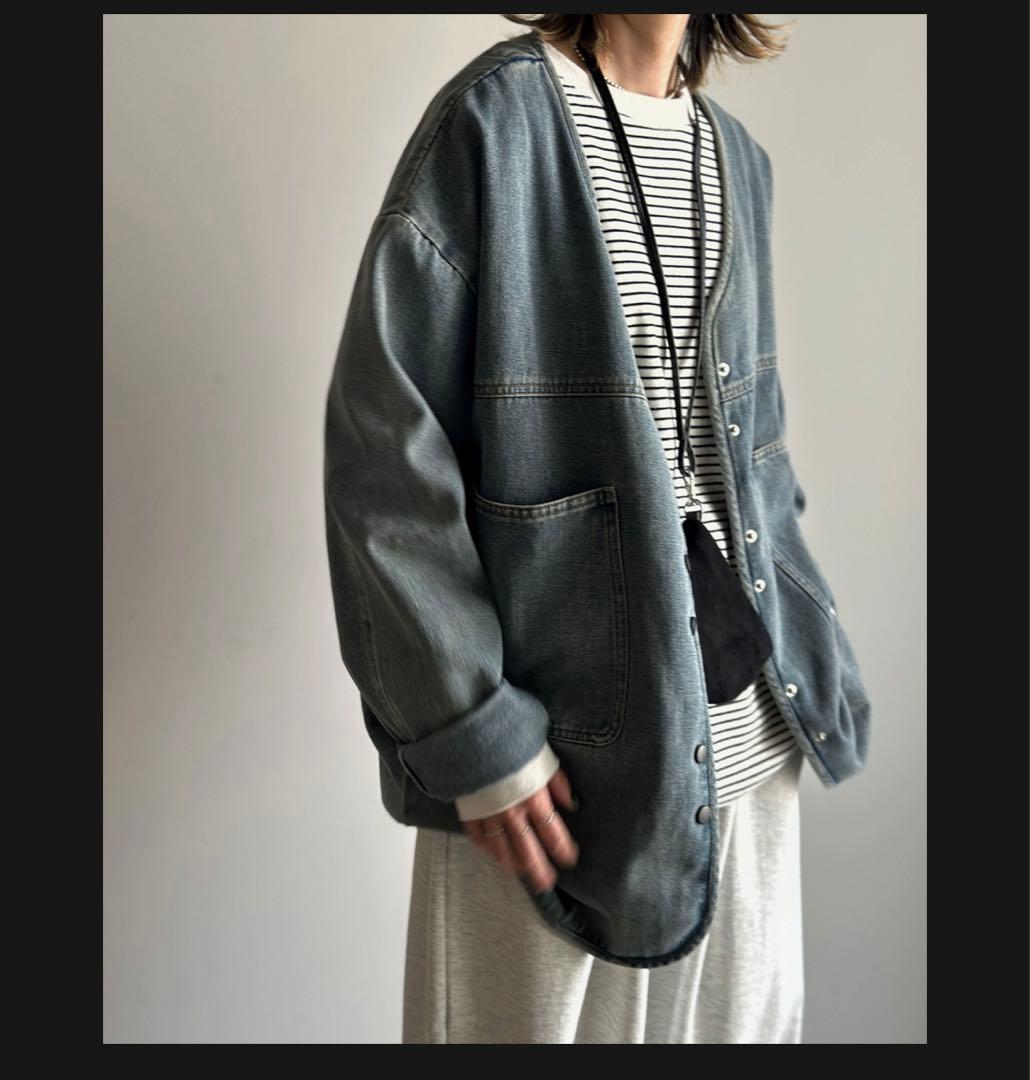 お値引き可　今季　ARULLE ノーカラーデニムジャケット