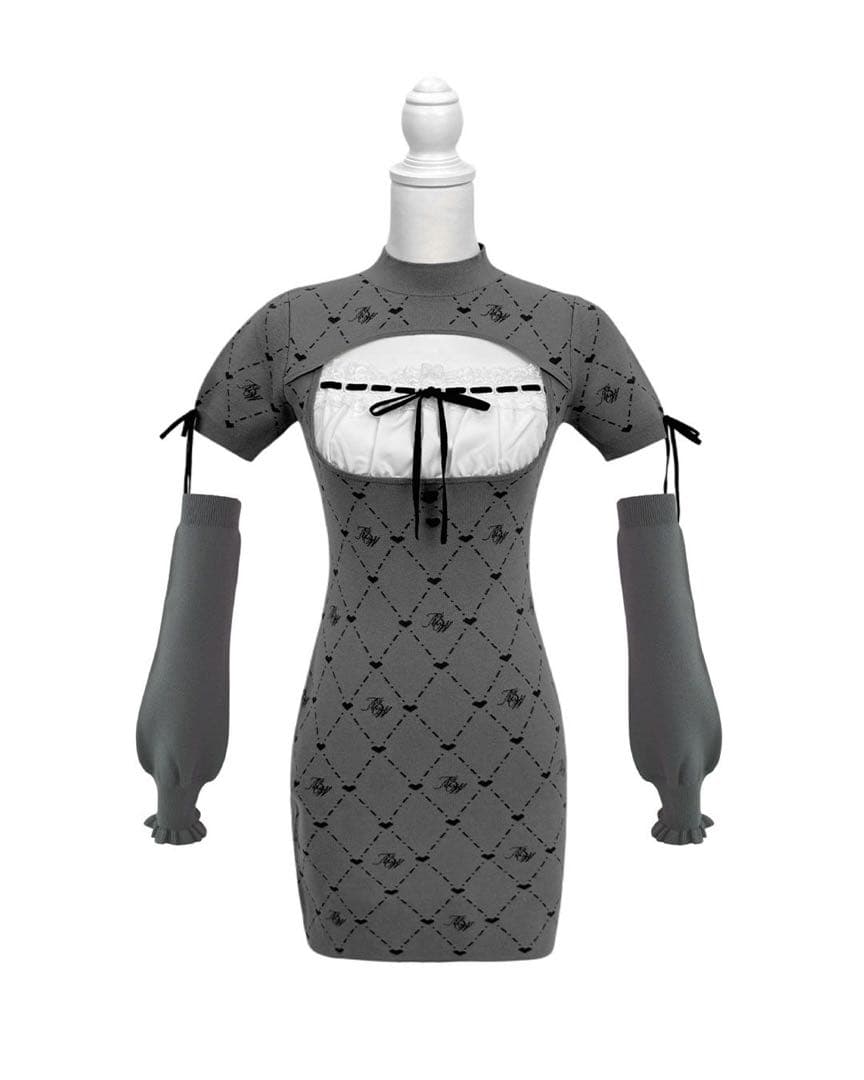 ミシェルマカロン HONEY MEW アームカバー付きMWモノグラムワンピース