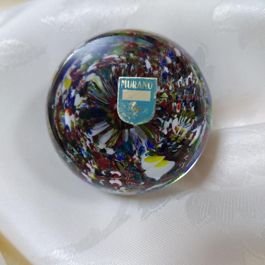 【ヴィンテージ】MURANO ガラスペーパーウエイト　ミルフィオリ　（千の花）