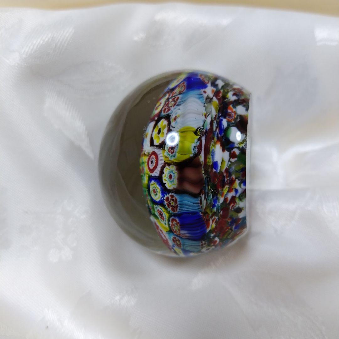 【ヴィンテージ】MURANO ガラスペーパーウエイト　ミルフィオリ　（千の花）