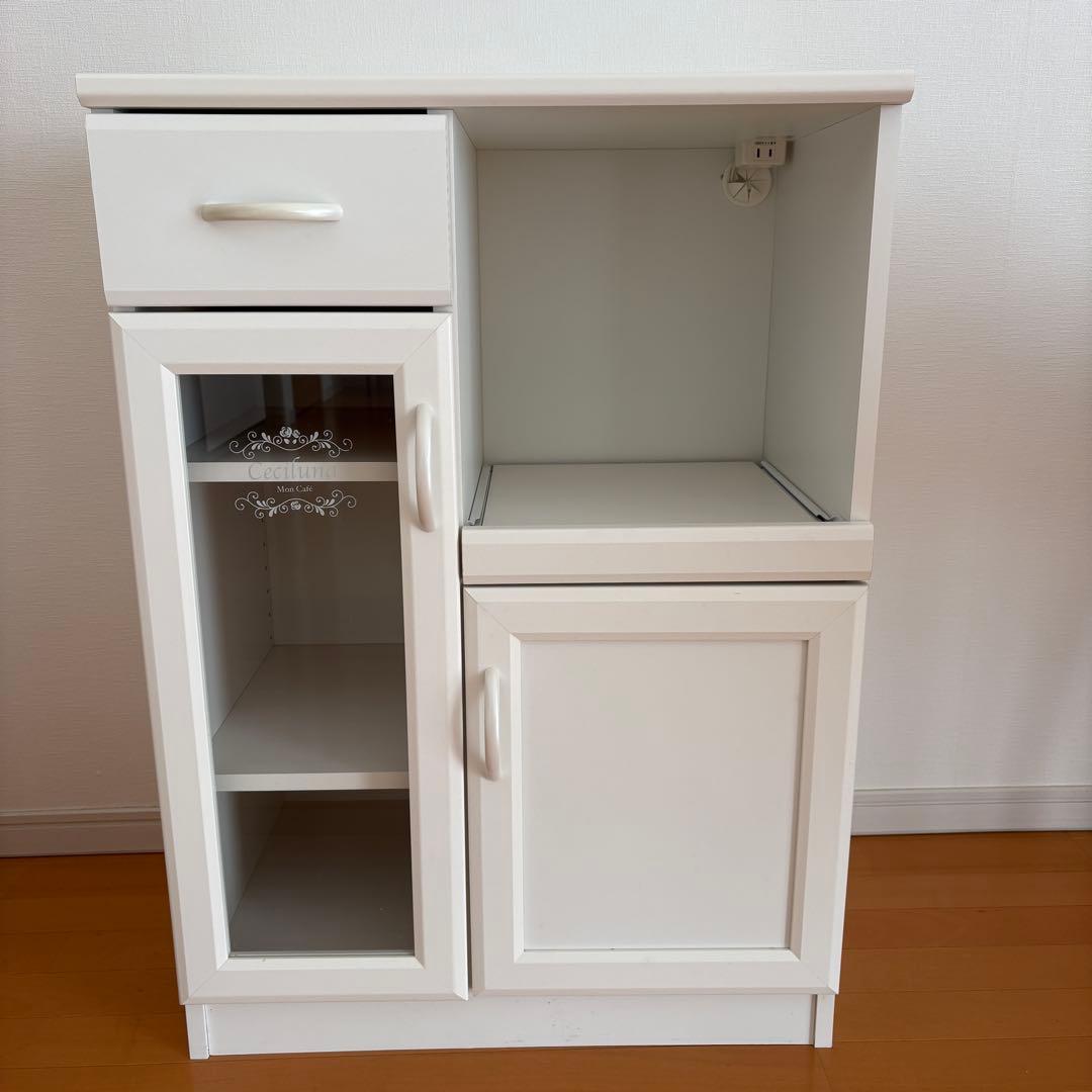 【即日発送】セルシナ カップボード ホワイト　レンジ台　食器棚　シンプル