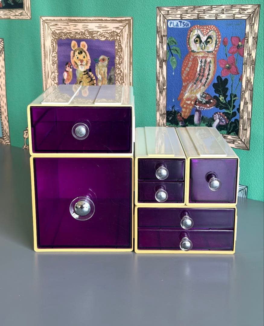 スペースエイジ　連結小物入れ　カセッター　アクリル　プラスチックケース　引き出し