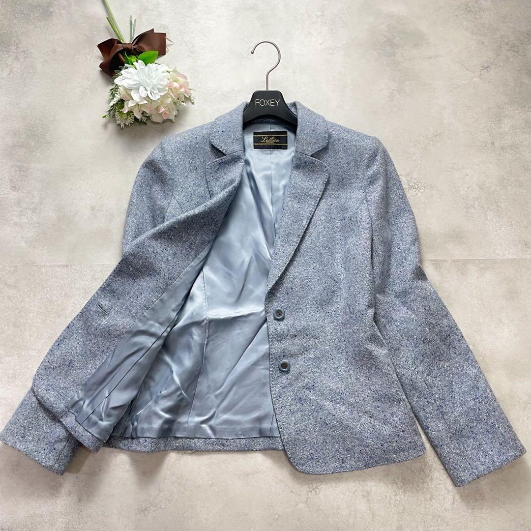 カシミヤ100%✨レリアン テーラードジャケット ジョンストンズ 水色 M 美品