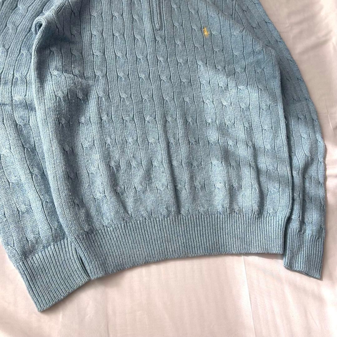 ポロラルフローレン ケーブルニット ハーフジップ セーター ポニーロゴ シルク