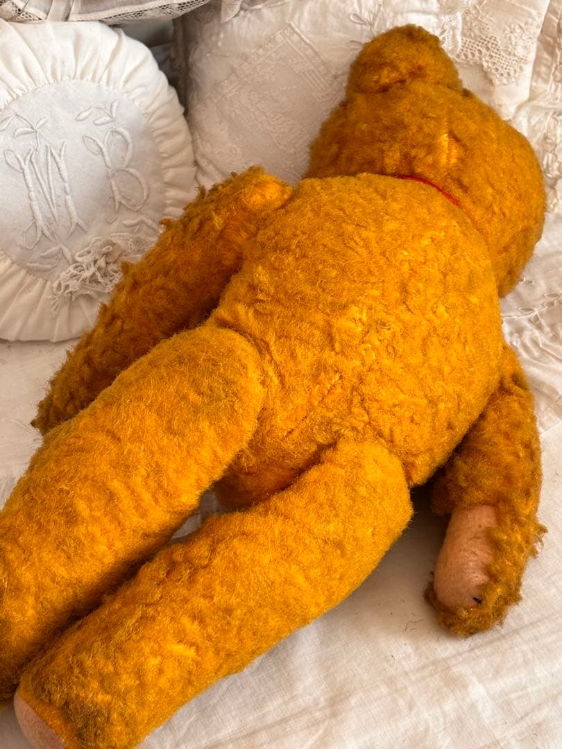 最終ʕ•ᴥ•ʔ アンティークベア　ボネエプロン付き　アンティークテディベア