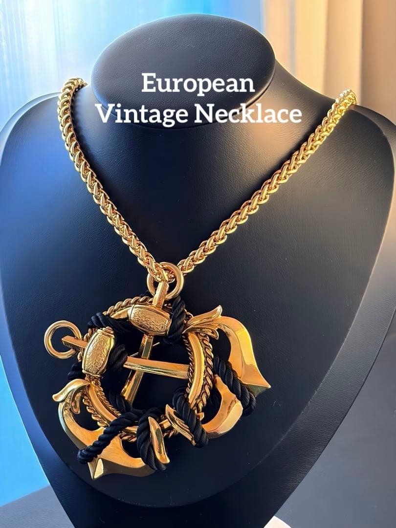 ヨーロッパ製　大ぶりヴィンテージ 2wayネックレスB304