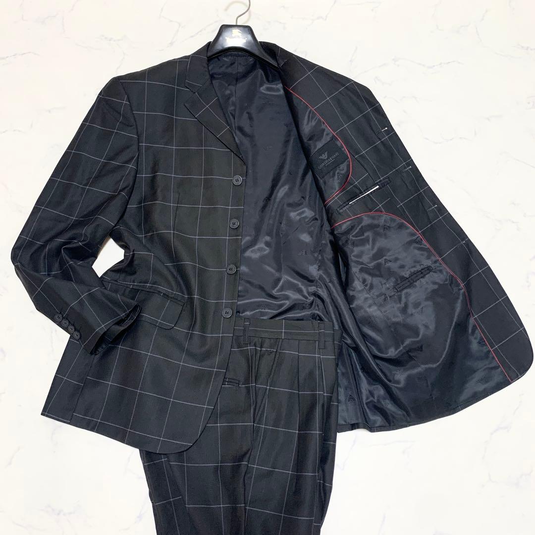 【美品】ジョルジオアルマーニ　ウィンドウペンチェック柄　セットアップ　スーツ