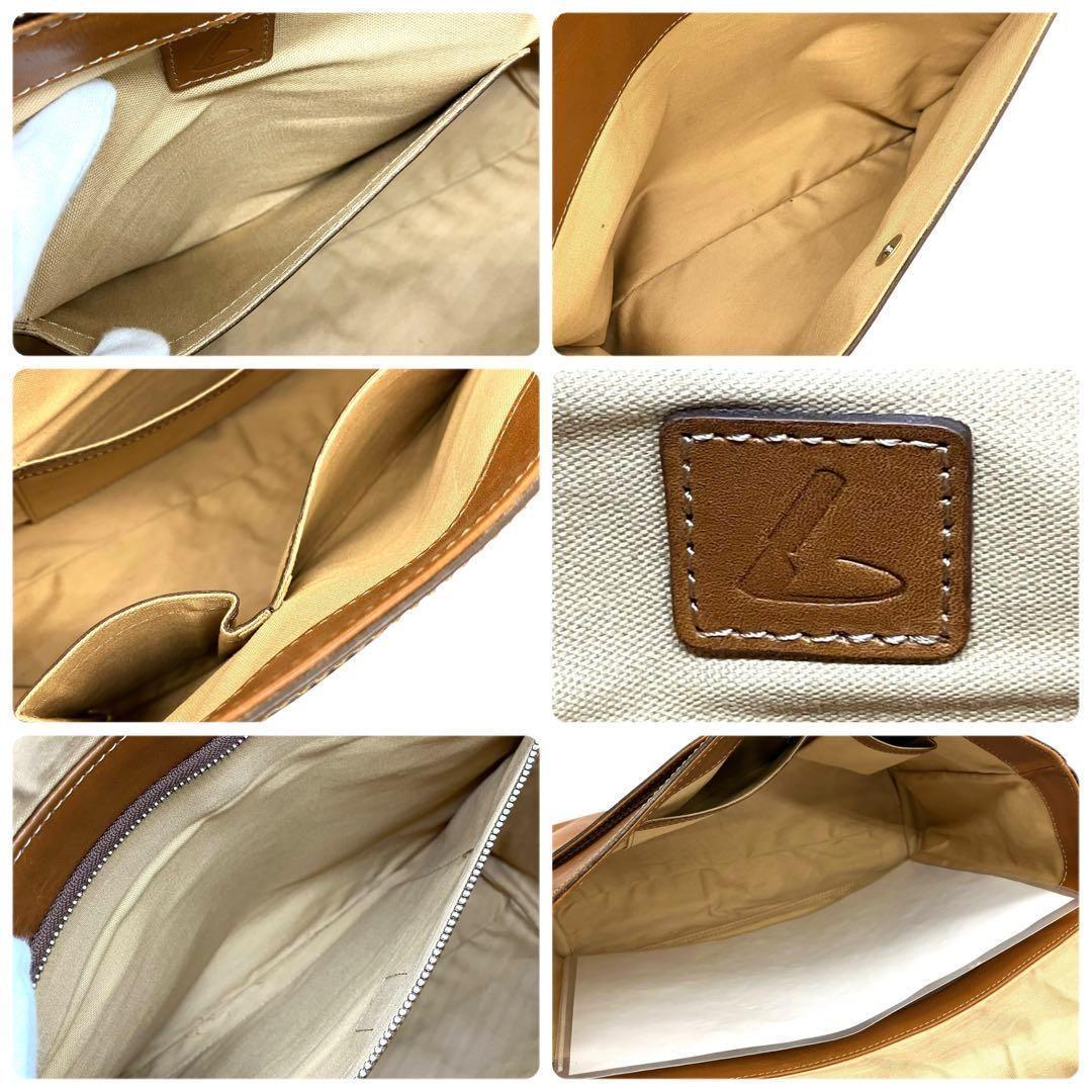 美品 1989 土屋鞄 メッセンジャーバッグ フラップ レザー ブラウン A4