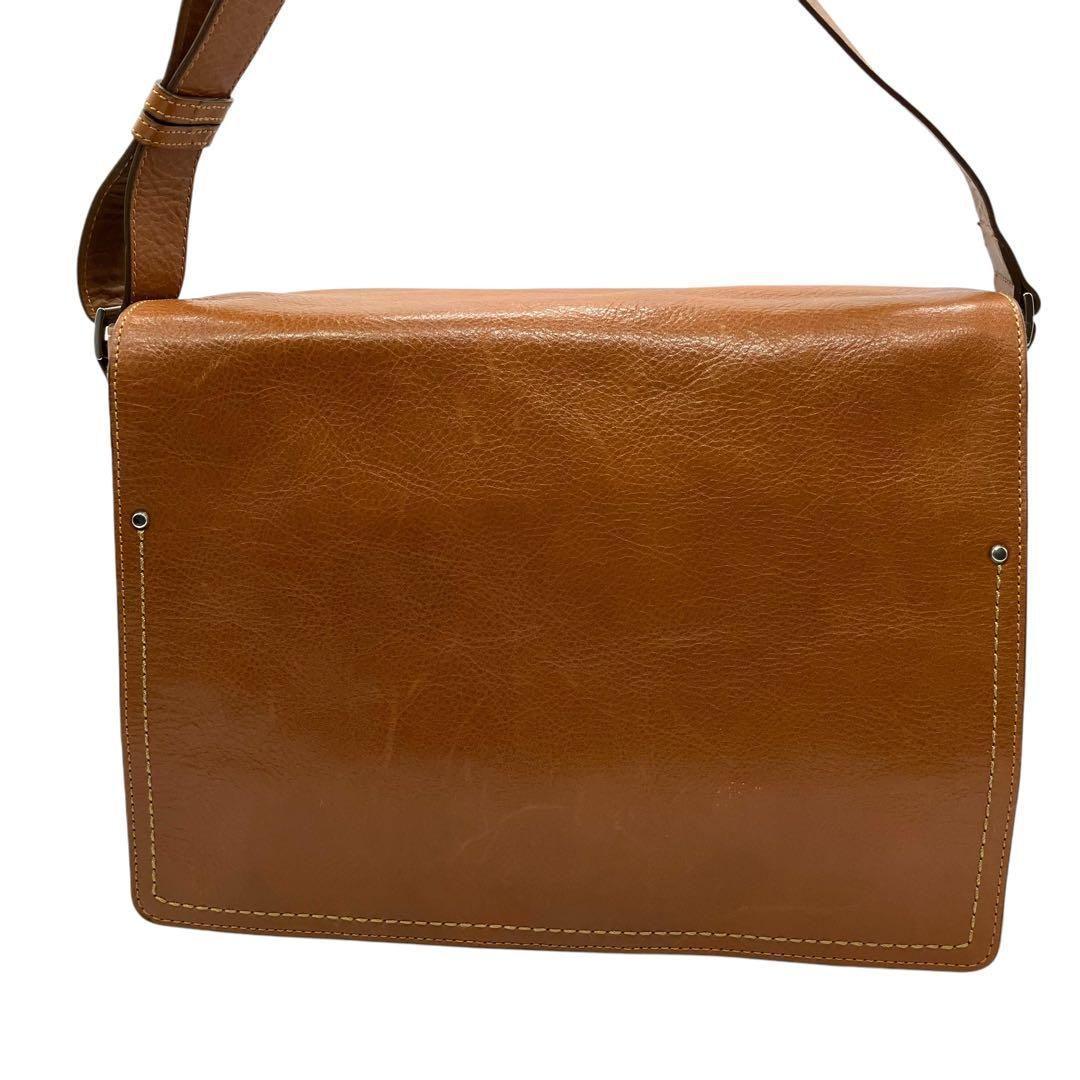 美品 1989 土屋鞄 メッセンジャーバッグ フラップ レザー ブラウン A4
