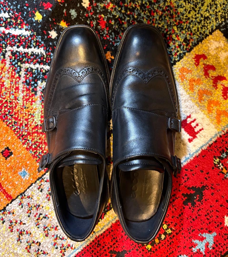 ECCO ブラック ダブルモンクストラップシューズ