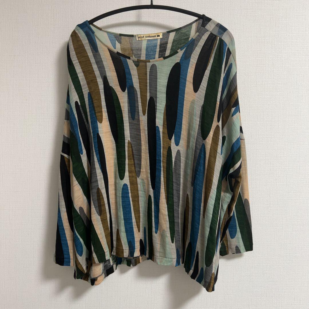 【美品】minä perhonen waterfall 7分袖ウールカットソー