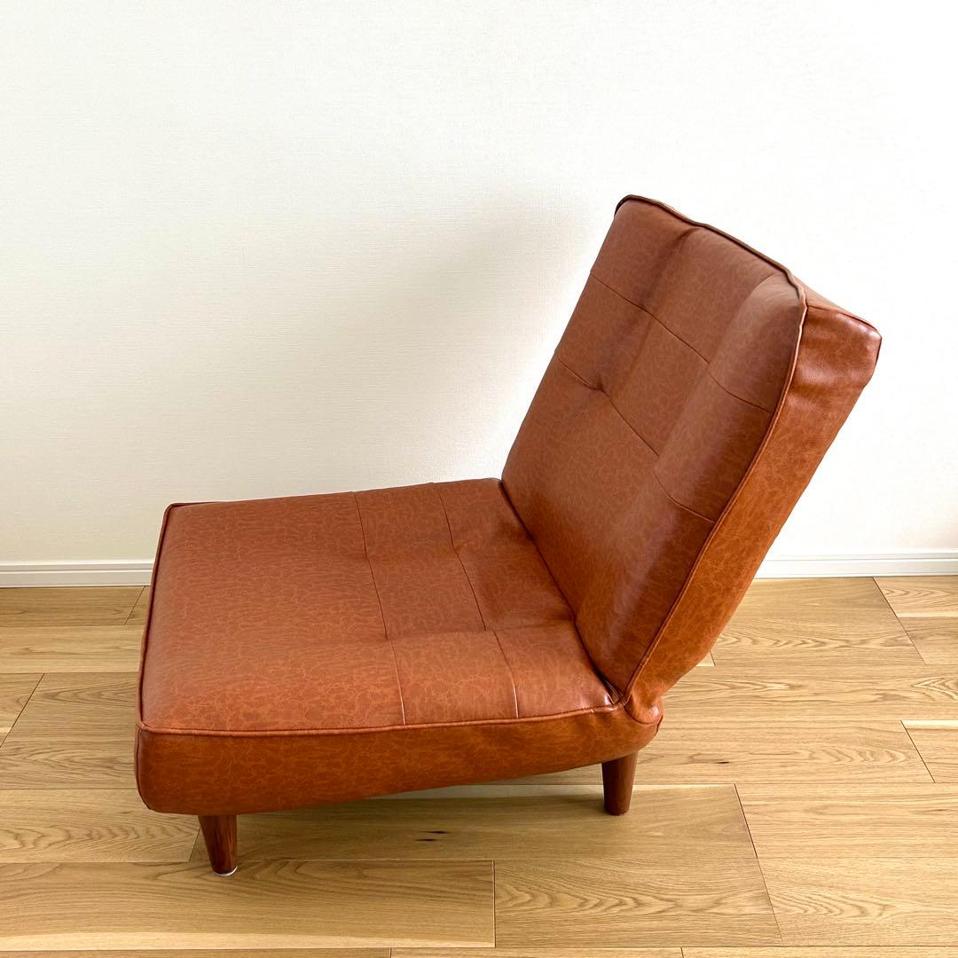 1人掛け リクライニング ハイバックソファ キャメル ヴィンテージスタイル