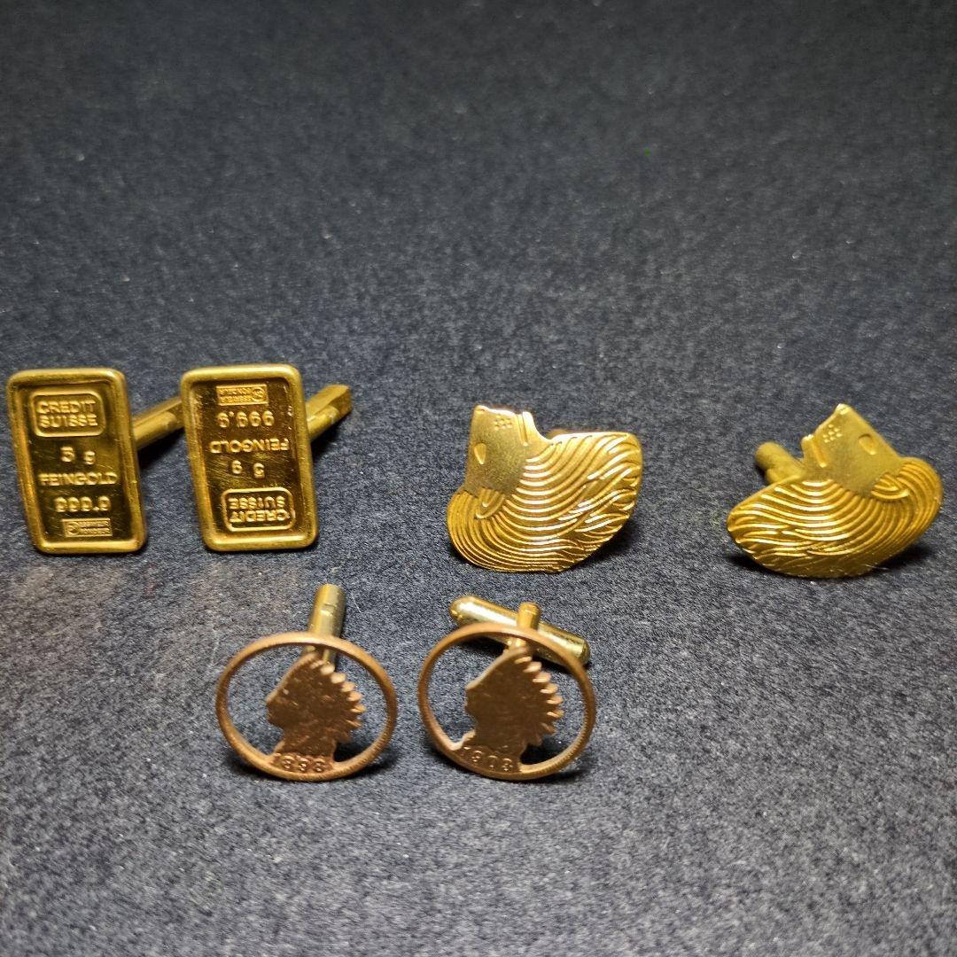 r*i様 ゴールド インゴットデザイン カフリンクスセット