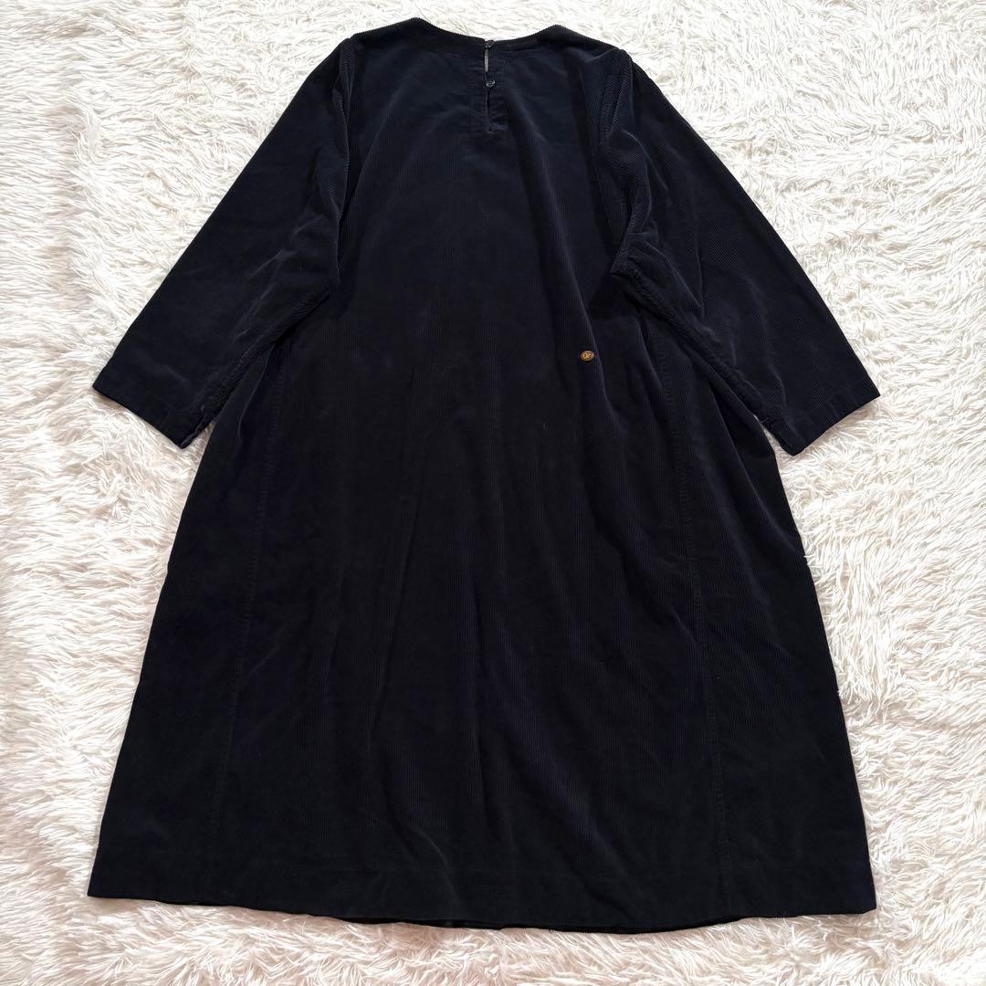たーぼー美品✨45R コーデュロイ　フレア ドレス ワンピース