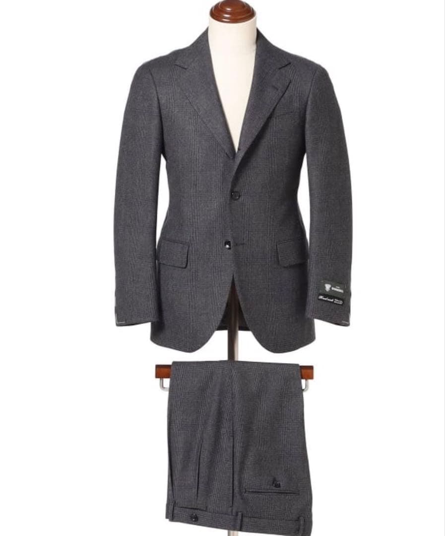 ビームスf HANDMADE DORMEUIL ウール グレンプレイド スーツ
