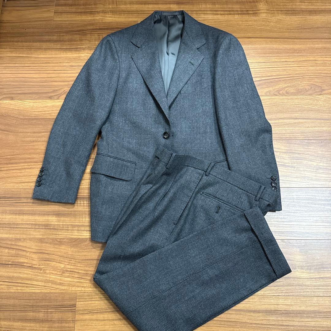 ビームスf HANDMADE DORMEUIL ウール グレンプレイド スーツ