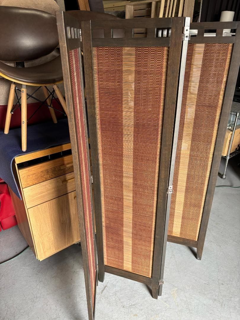 和風 衝立アジアン エスニック 4連スクリーン パーテーション Used/キレイ