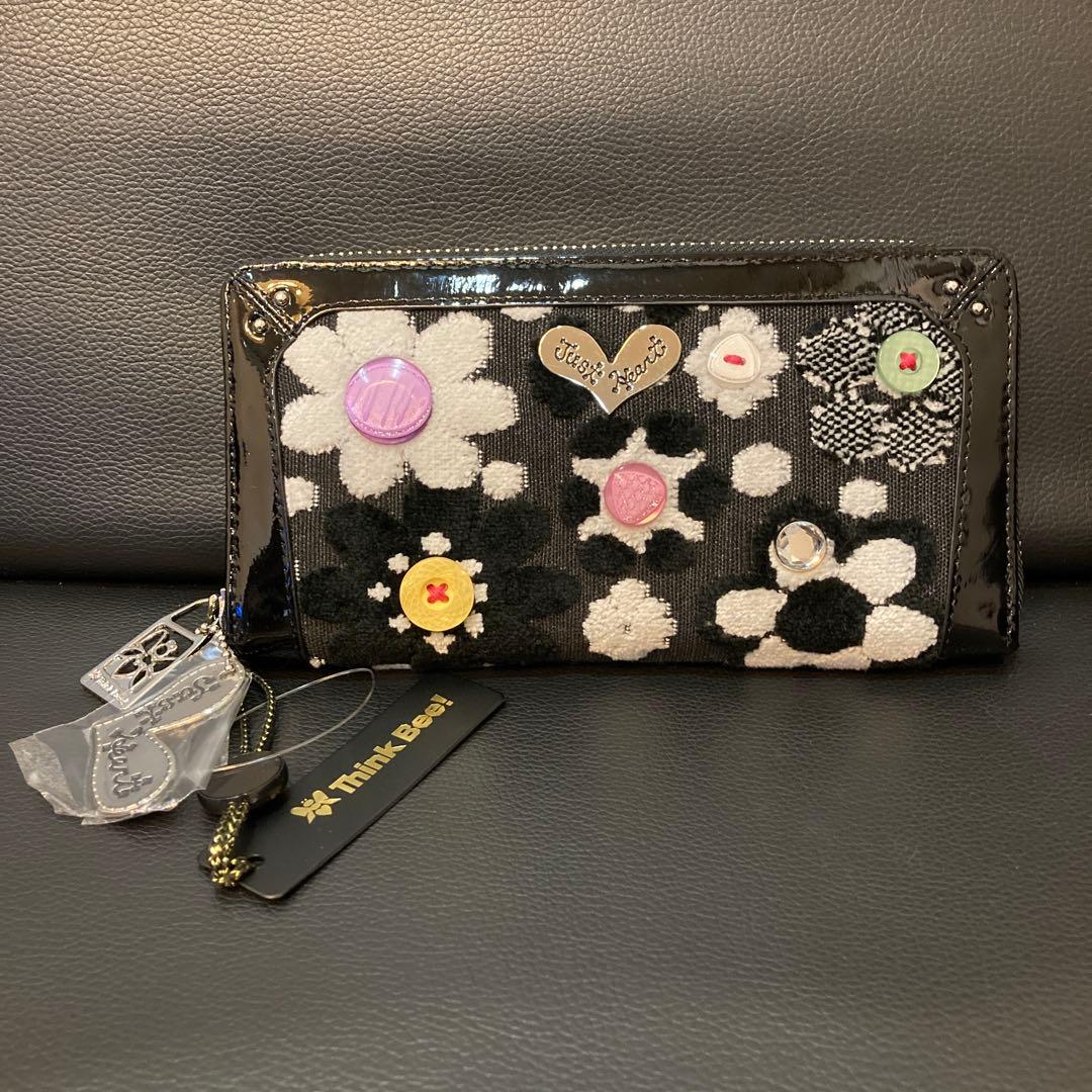 新品Think Bee 花柄ボタン装飾の長財布