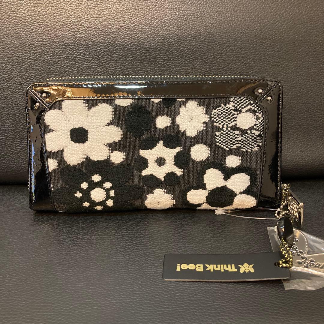 新品Think Bee 花柄ボタン装飾の長財布